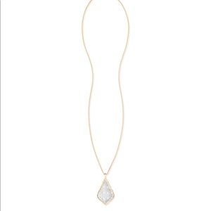Aiden Long Pendant Necklace in Rhodium/Gold Mix